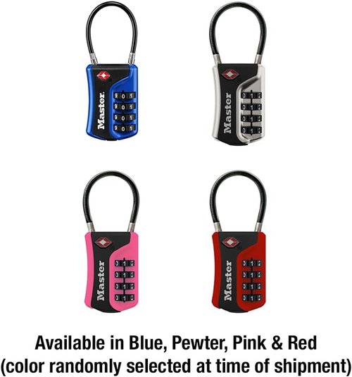 Master Lock 4697D TSA Approved Luggage Lock - Set Your Own Combination, 1 Pack, Assorted Colors