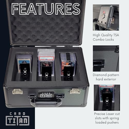 Lockable 3-Row Trading Card Storage Box for Graded & Toploader Cards - Black