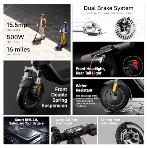Segway Ninebot E2P2 Electric Scooter - 16 Miles Range, Foldable, Dual Braking