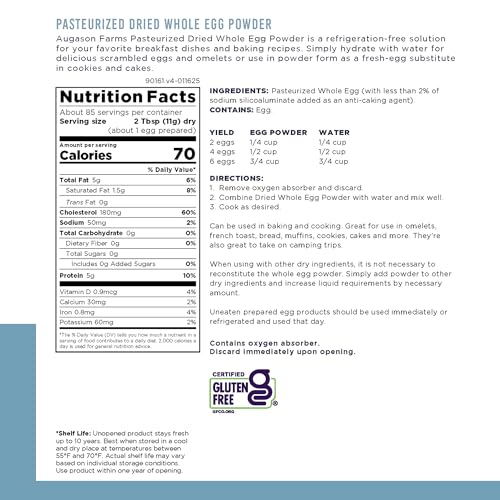 Whole Egg Product - Pasteurized Dried Egg Powder Can, 85 Servings, Long Shelf Life