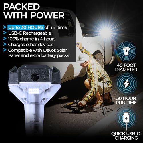 Devos LightRanger 800 Mini Telescoping Camp Light - Black, 800 Lumens, Rechargeable, Portable & Waterproof