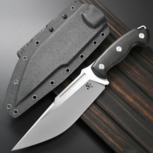 Sitivien Black VG10 Steel Fixed Blade Knife with Micarta Handle & Sheath for Camping Survival