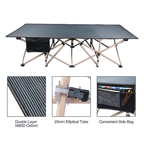 REDCAMP Heavy Duty Oversized Camping Cot for Adults - Dark Grey, 33.5'' Wide, Supports 500lbs