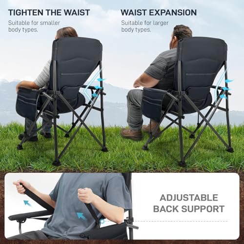 Ever Advanced Grey Oversized Folding Camping Chair with Lumbar Support, Heavy Duty, Portable