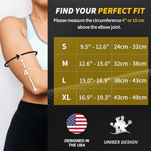 Blue Medium Tennis Elbow Brace for Tendonitis & Golfers Elbow Support - CAMBIVO