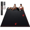 8' x 6' Black Exercise Mat for Home Gym, Non-Slip, Shock Absorbing Workout Floor
