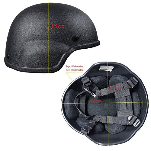 ATAIRSOFT Tactical Airsoft Paintball MICH 2000 Helmet with Side Rail & NVG Mount Black