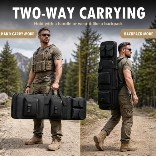 46-Inch Tactical Soft Bag for Outdoor & Hunting Gear - Black