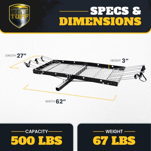 Heavy-Duty Hitch Cargo Carrier with Bike Rack - 500 lb Capacity, Universal Fit