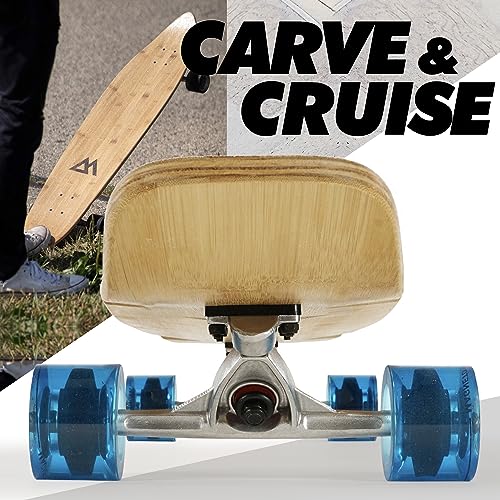 Magneto 44 Inch Blue Bamboo Longboard Cruiser with Kicktail & 70mm Wheels