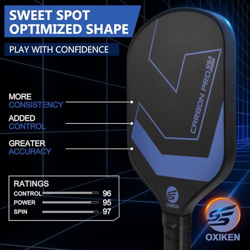 SS OXIKEN USAPA Approved Carbon Fiber Pickleball Paddle Blue 16mm