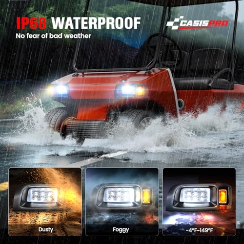12V LED Golf Cart Headlight Taillight Kit for Club Car DS 1993-UP - Street Legal with Turn Signal Horn Wiring