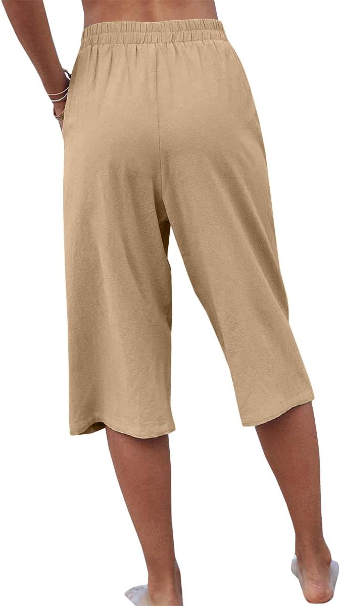 Veatzaer Women's Capri Harem Pants - Elastic Waist, Pockets, Casual Loose Fit | Sizes S-XXL