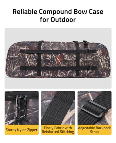 CVLIFE 44x17 Inch Soft Compound Bow Case with Multiple Pockets & Adjustable Straps