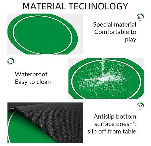 Nuveti 47''x47'' Green Poker Mat for Texas Holdem – Non-Slip, Waterproof, 6-8 Player Tabletop