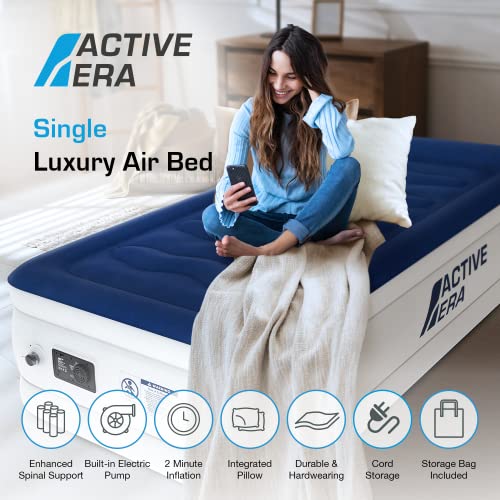 Twin Air Mattress with Built-in Pump & Raised Pillow - Luxury Version