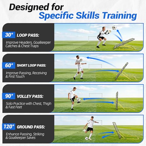 JOLORLY 5.5x4 ft Adjustable Soccer Rebounder Net for Skills Training, Portable & Foldable