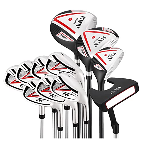 KVV Men's 11-Piece Golf Club Set - Right-Handed, Black, Without Stand Bag