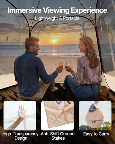 VEVOR Clear Pop Up Sports Tent 72x72x76.8 Inch Waterproof Dome Shelter