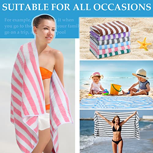 Moukeren 30 Pack Oversized Beach Towels 59 x 28 Inch Stripe Bulk - Quick Dry, Soft & Vibrant