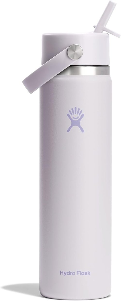 Hydro Flask Water Bottle - Insulated Stainless Steel | Leakproof Wide Straw Lid - 24 Oz Cloud Pink