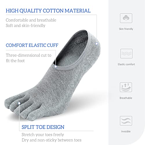 Hellomamma No Show Toe Socks for Men Multicoloured 4 Pairs Size 9-11 - Low Cut Running & Sports Socks