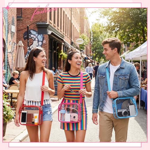 Eccliy Multi-colored Clear Crossbody Bag Stadium Approved PVC Shoulder Messenger for Concerts & Travel - 24