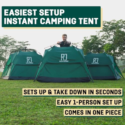 Reactive Outdoor Large 2-3 Person 3-Second Instant Pop Up Tent Waterproof Camping Shelter