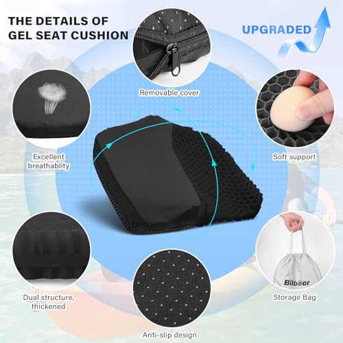 Thicker Gel Kayak Seat Cushion - Large Supportive Paddle Board & Canoe Seat Pad