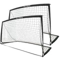 RUNBOW 9x5 FT Kids Soccer Goals Set - 2 Pack, Portable Backyard Soccer Nets with Carry Bag, Black