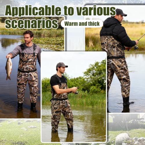 RIVERWANDPROT Neoprene Fishing Waders for Men, Chest Waders, Green, Size 11