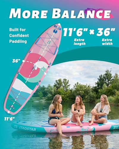Inflatable Stand Up Paddle Board 11'6 x 36'' with Pink Variation, All Accessories Included