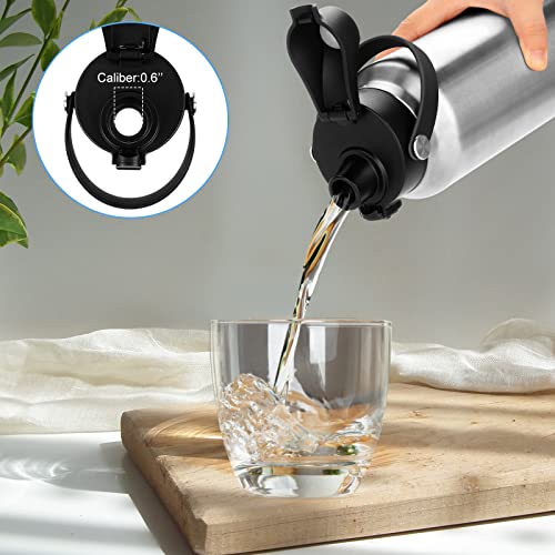 BIJISI Auto Spout Lid for YETI Rambler Bottles 18/26/36/64 oz - Black, Pack of 2