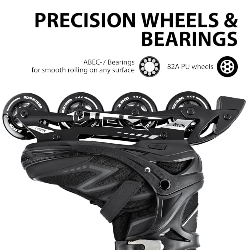 2PM SPORTS Adjustable Inline Skates Women Men Youth Black Large Size 4.5-7/5-8