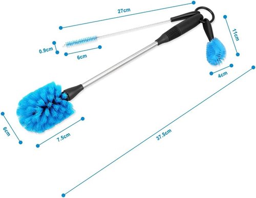 Super Sparrow Bottle Brush - Long Handle Cleaning Brush Set - BPA Free Water Bottle - Cup Lid/Spout/Lid Cleaning Brush