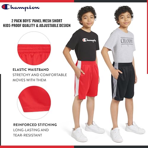 Champion Boys Mesh Basketball Shorts 2 Pack - X-Large Signature Red/Black