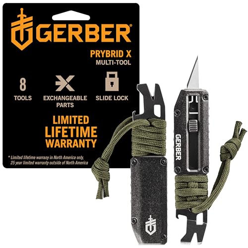 Gerber Prybrid X EDC Multi-Tool & Paracord Green - Compact Pocket Knife with Bottle Opener