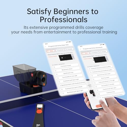 PONGBOT APP-Controlled Table Tennis Robot with 264 Training Drills, Spin & Speed Customization, 150-Ball Capacity