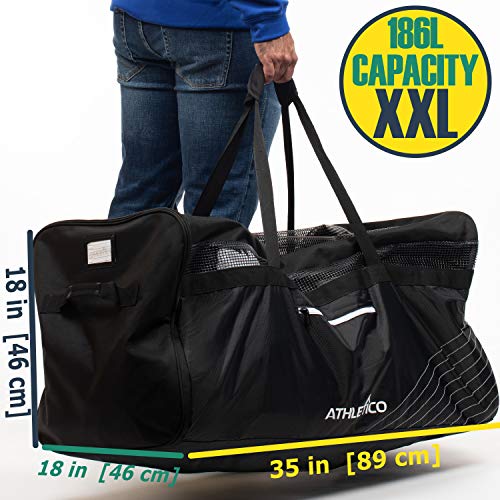 Athletico 35" Black Ice Hockey Duffle Bag with Organizer - Waterproof Travel Gear