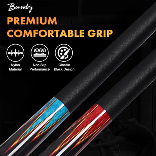 58-Inch Pool Cue Set of 4 with Maple Shafts and 13mm Tips for Billiards