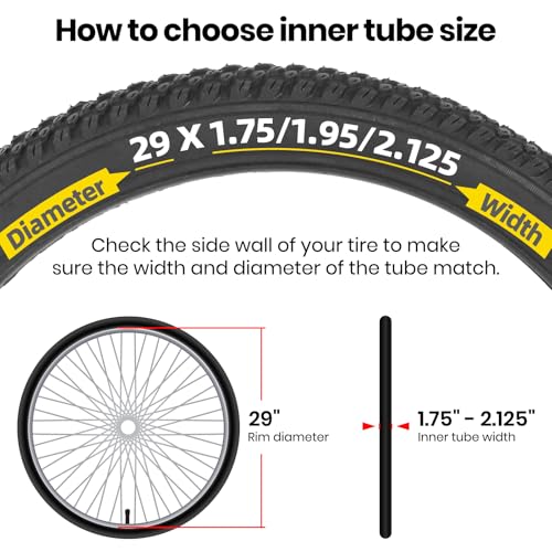 29 Inch Bike Inner Tubes with Schrader Valve 32mm - Heavy Duty Replacement for Road & Mountain Bikes - Variation 2