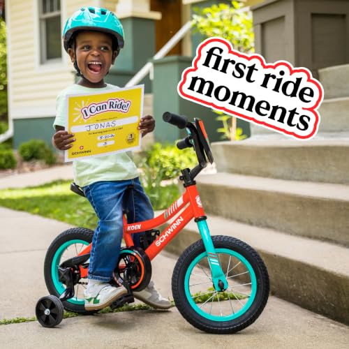Schwinn Koen 12-inch Kids Bike Red with Training Wheels for Beginners