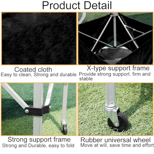 Black Portable Ball Cart with Removable Basket & Foldable Design for Volleyball Soccer Basketball Storage