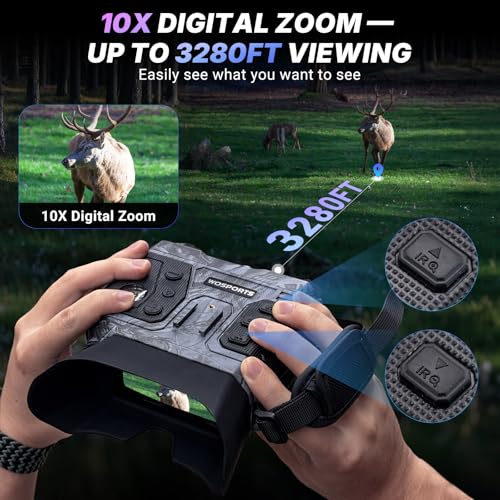 WOSPORTS Camo Gray Night Vision Binoculars 48MP Photo & 4K Video, Long-Range IR