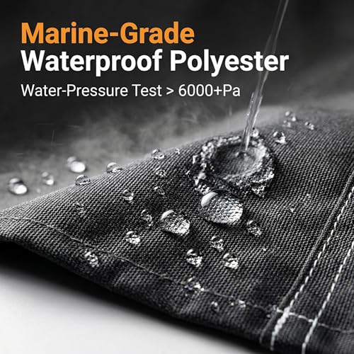 YimSting 12-14ft Black Waterproof Jon Boat Cover with Ratchet System, 1200D Marine-Grade Oxford, Windproof & Vented