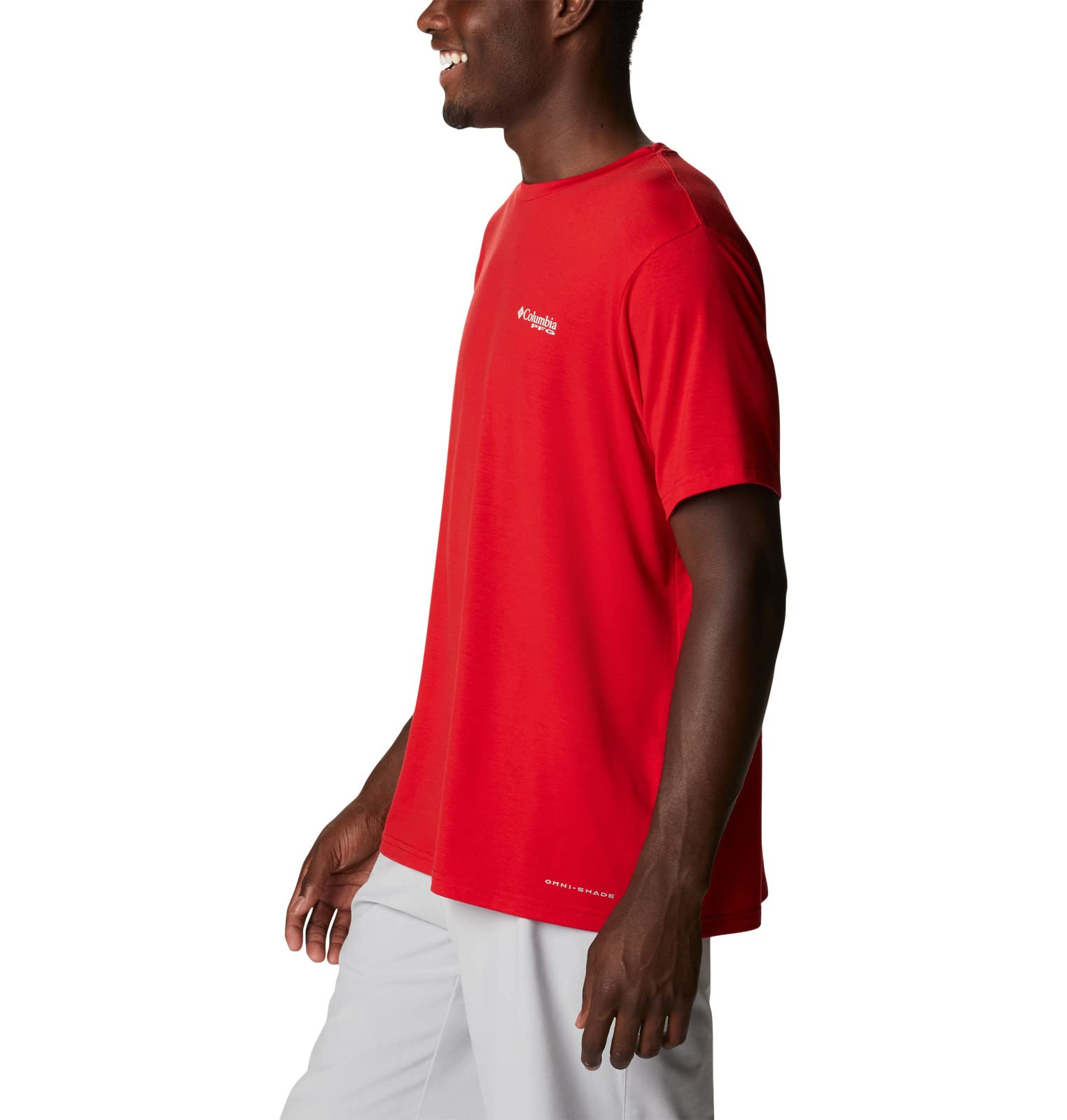 Columbia Men's PFG Triangle Fill Tech Tee Short Sleeve, Red Spark/White Fireworks, Large Tall