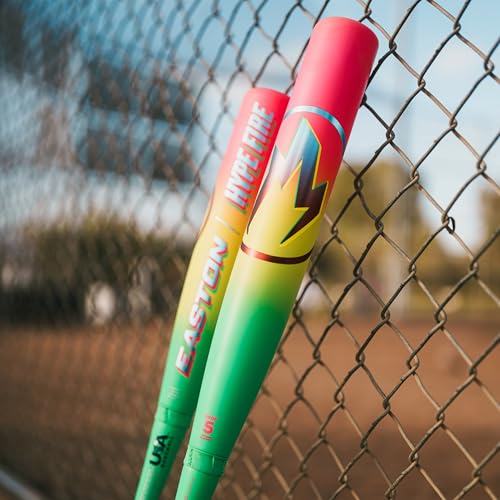 Easton Hype Fire USA Baseball Bat 2026 29in -10, Green/Yellow/Pink, Composite 2pc