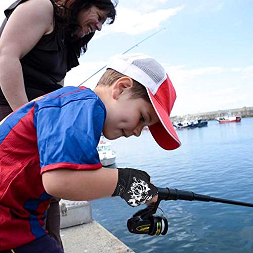 Kids Cycling & Fishing Gloves - Black, Medium - Non-Slip Grip, Breathable, Adjustable Wrist