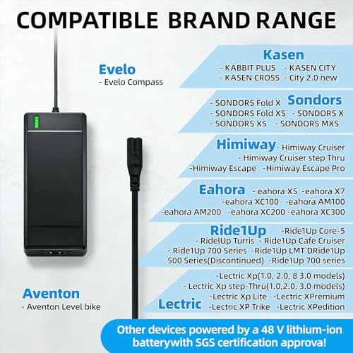 54.6V 2A Electric Bike Charger with 7 Connectors for 48V Lithium Batteries