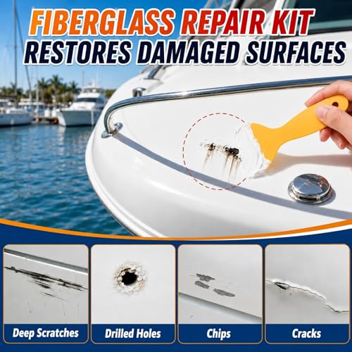 Marine Fiberglass Repair Kit for Boats with Waterproof Epoxy Filler - White